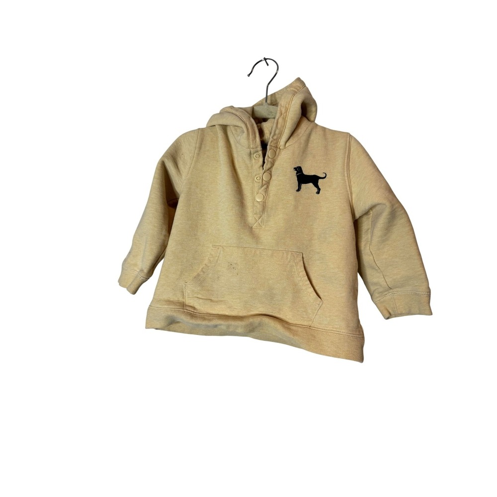 The Black Dog Hoodie Kids 2T Yellow Dog Paw Print Fleece Henley Pullover
